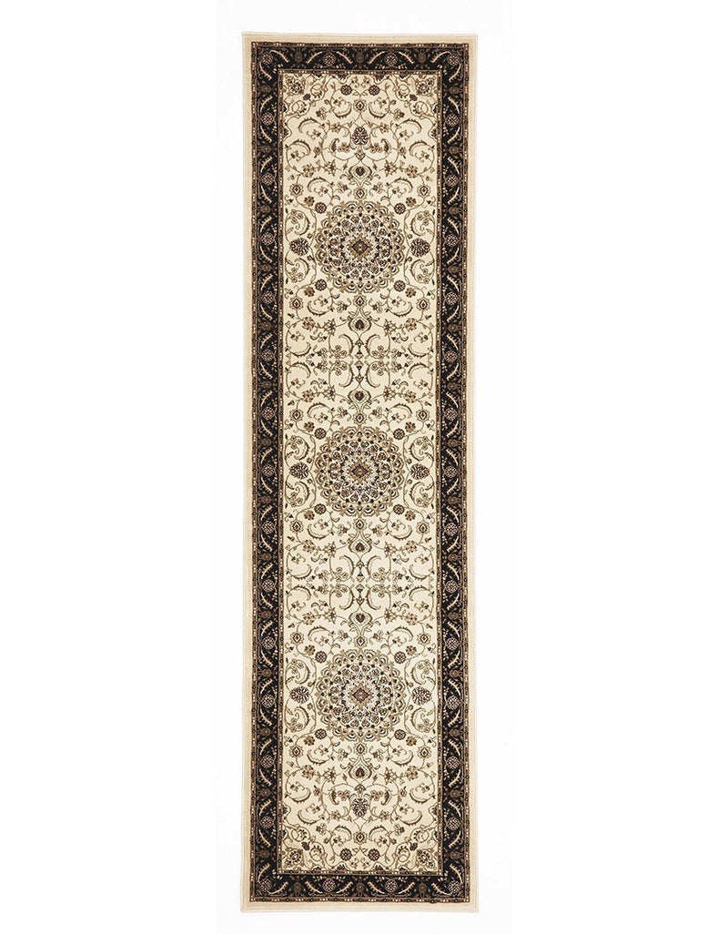 Sydney-Medallion Rug Ivory with Black Border-RUG HOME