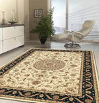 Sydney-Medallion Rug Ivory with Black Border-RUG HOME