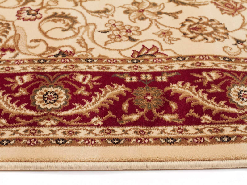 Sydney-Medallion Rug Ivory with Red Border-RUG HOME
