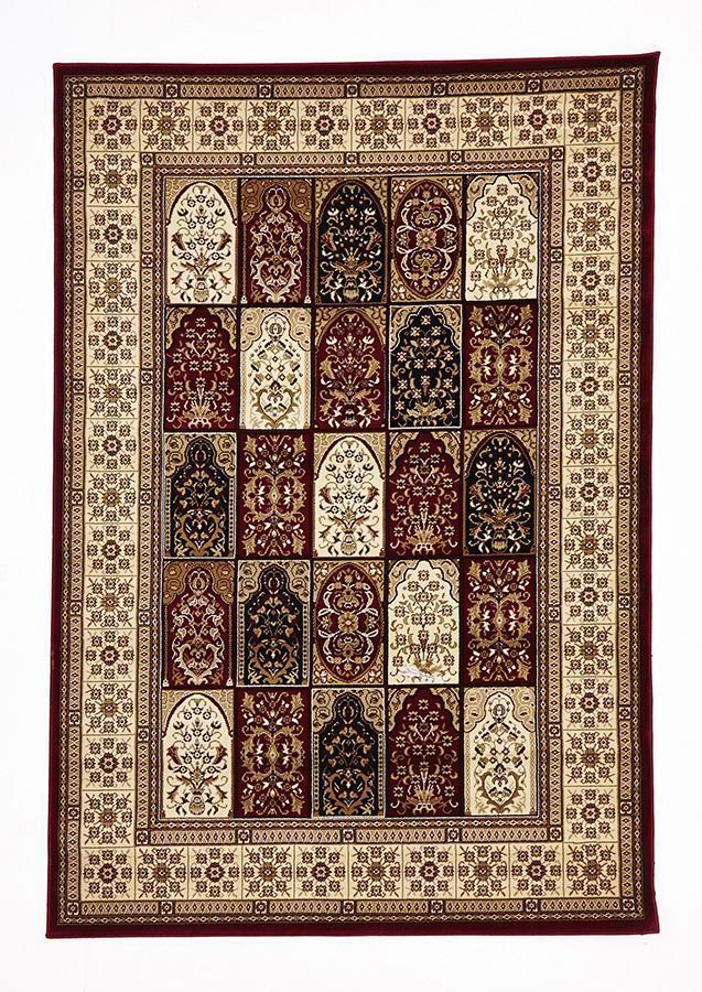 Sydney-Traditional Panel Design Burgundy with Ivory-RUG HOME