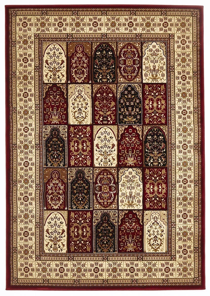 Sydney-Traditional Panel Design Burgundy with Ivory-RUG HOME