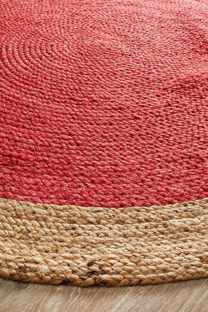 Round Jute Natural Rug Cherry