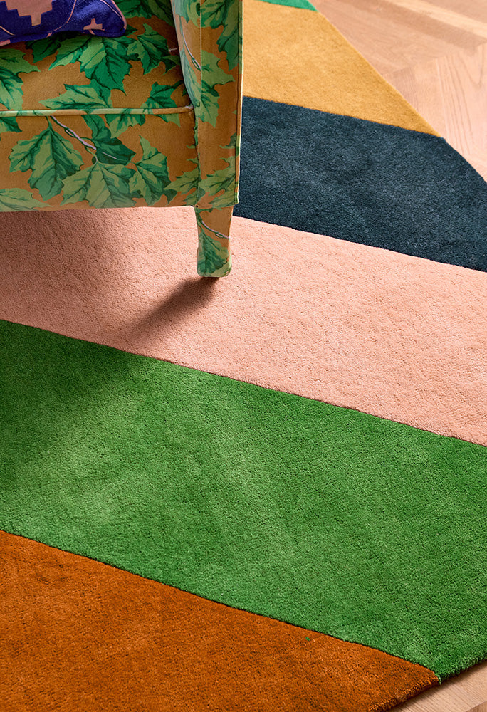 Sophie Robinson x Harlequin Sherbet Stripe Emerald/Amber 144417 Rug