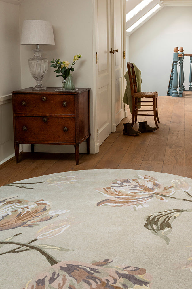 Laura Ashley Gosford Natural Sage Green 081307 Round Rug