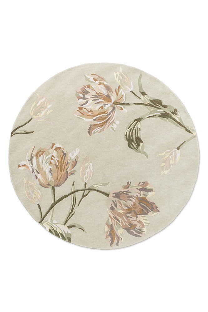 Laura Ashley Gosford Natural Sage Green 081307 Round Rug