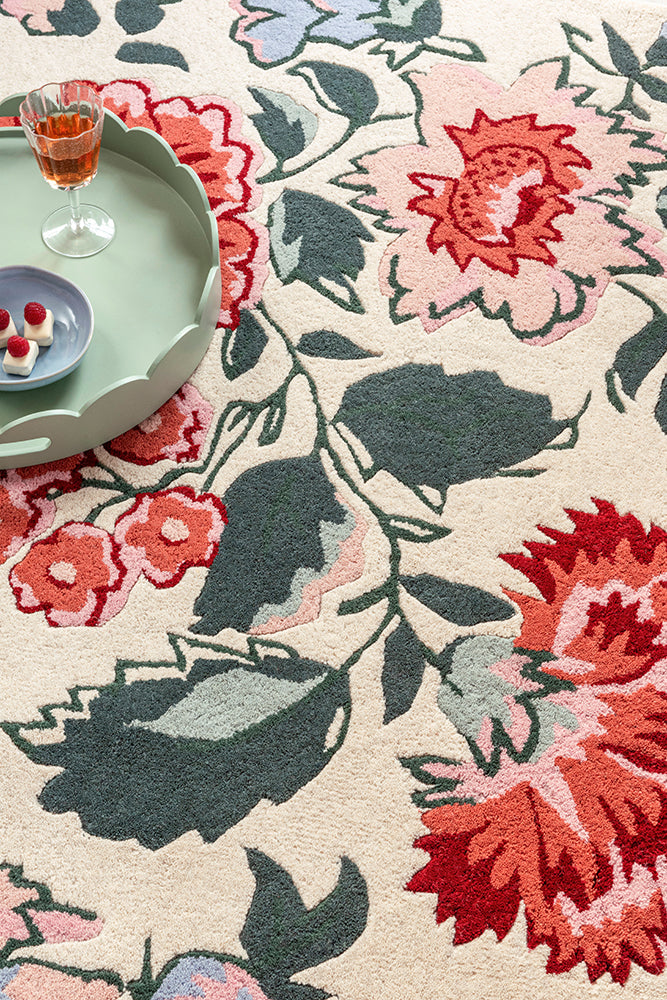 Laura Ashley Wendling Floral Poppy Red 083100 Rug
