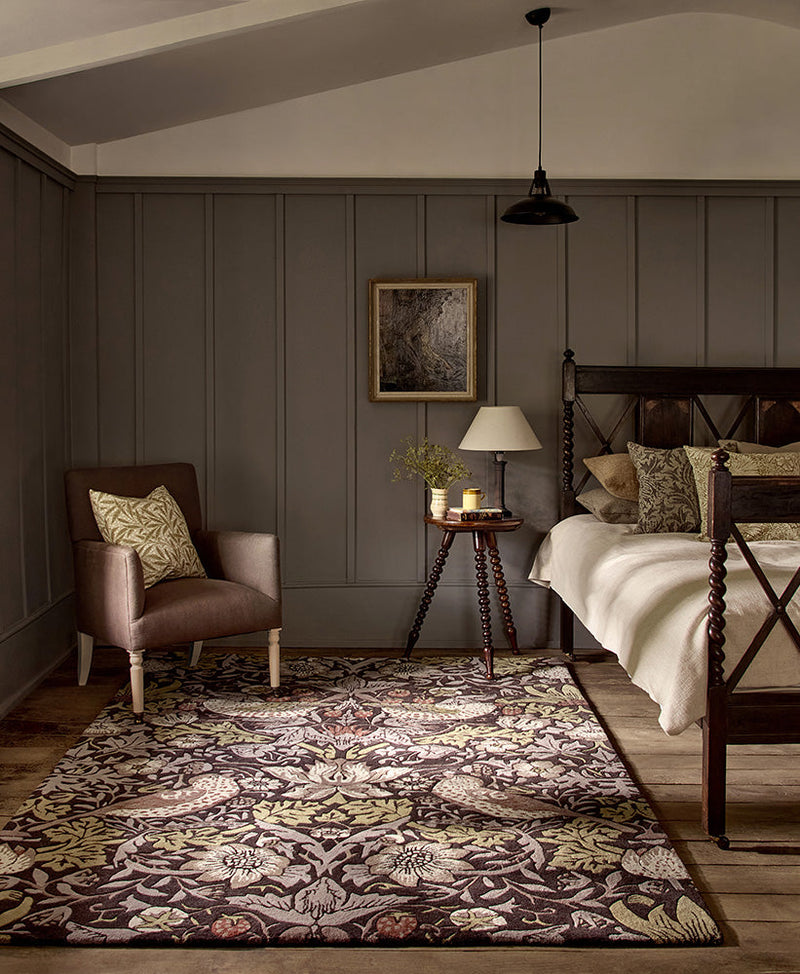 Morris & Co Strawberry Thief Grape 027705 Rug