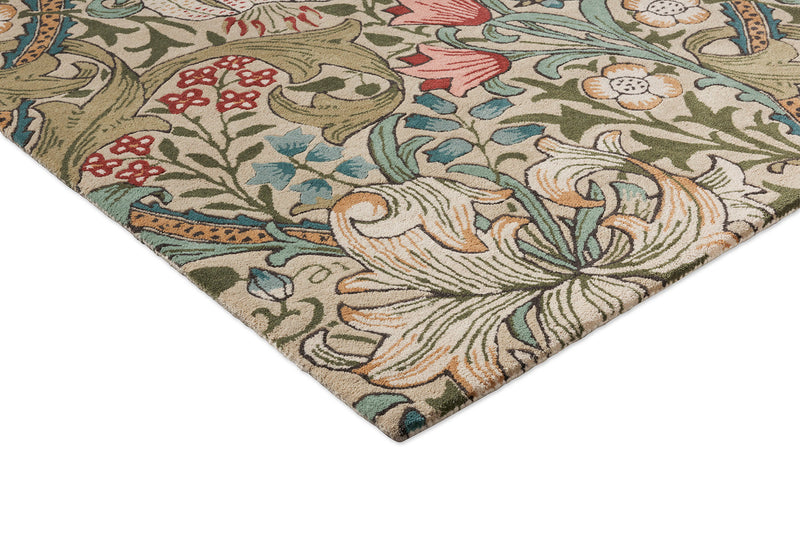 Morris & Co Golden Lily Green - Red 130107 Rug