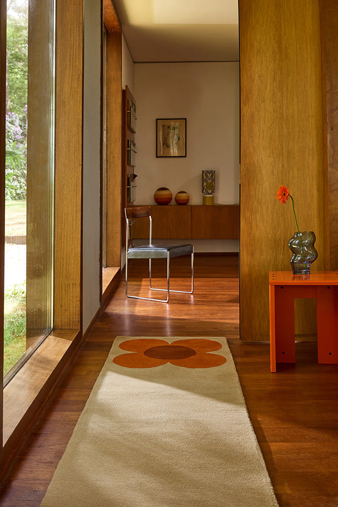 Orla Kiely Flower Placement Pumpkin - Ecru 158203 Rug