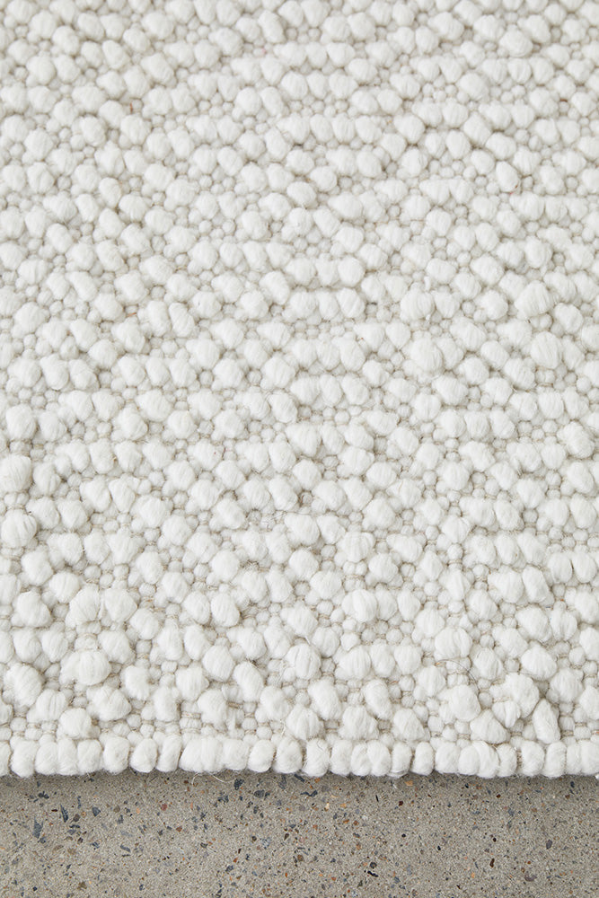 Boucle White Wool Rug