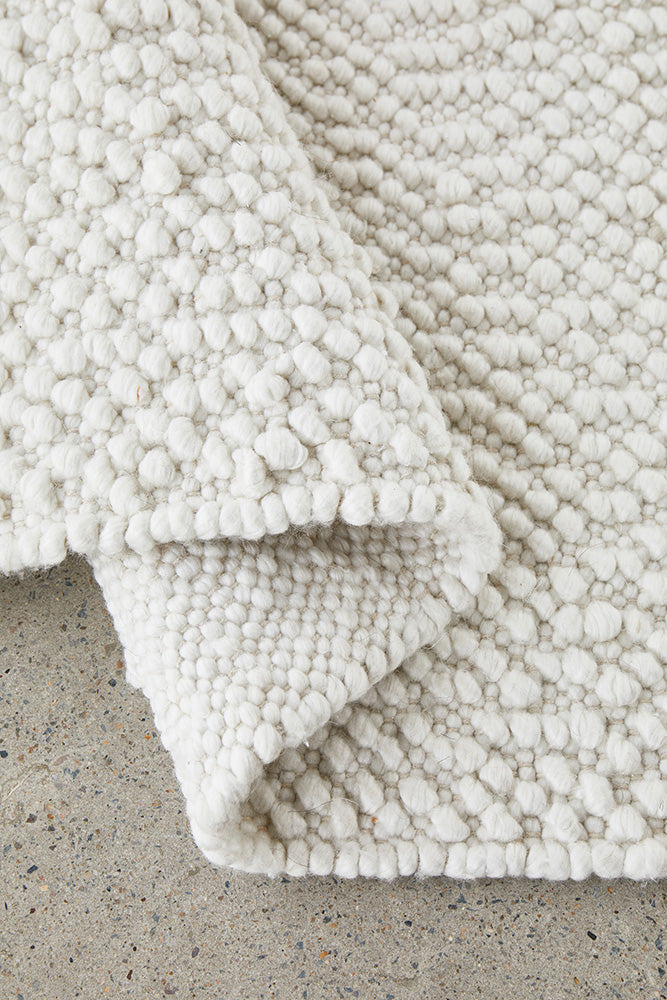 Boucle White Wool Rug