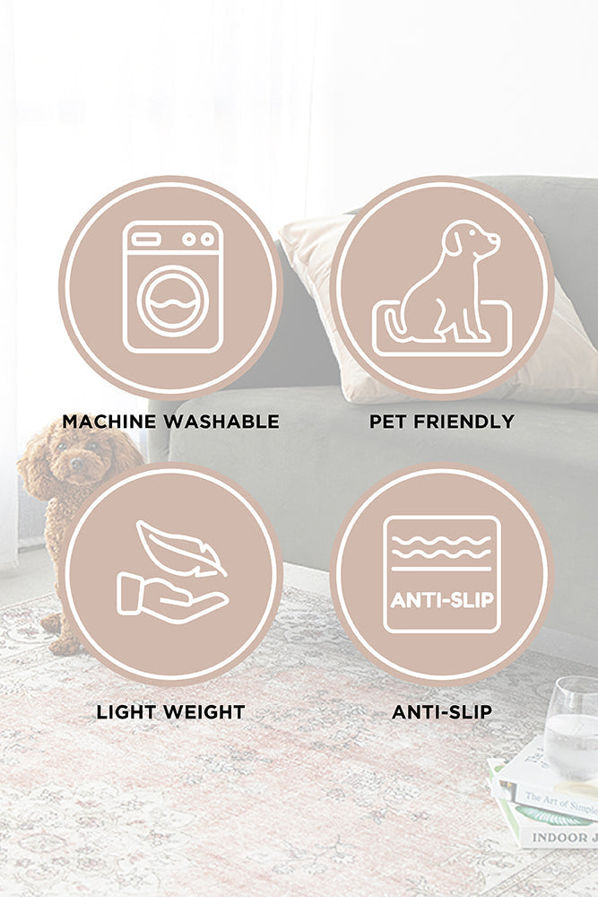 Bubble Blush Round Machine Washable Rug