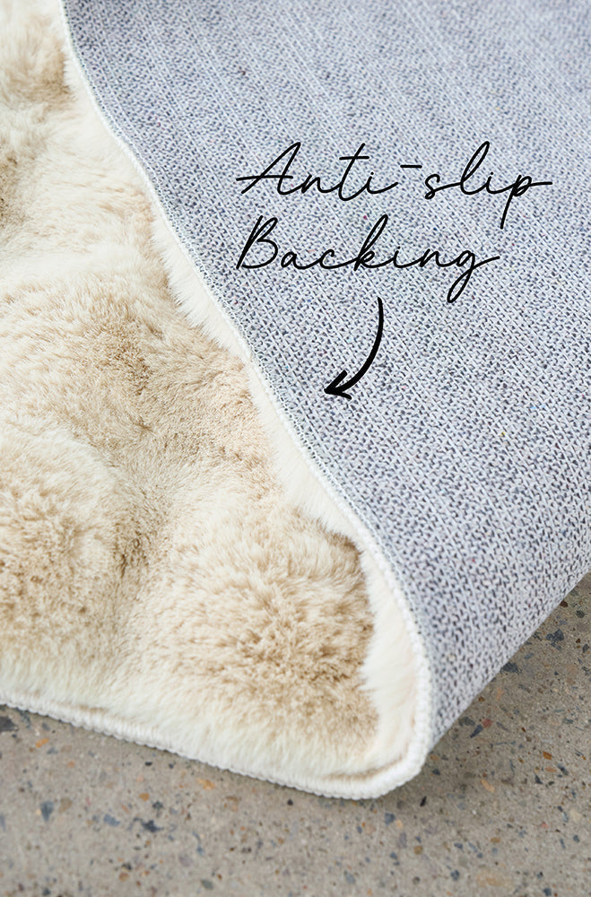 Bubble Natural Round Machine Washable Rug