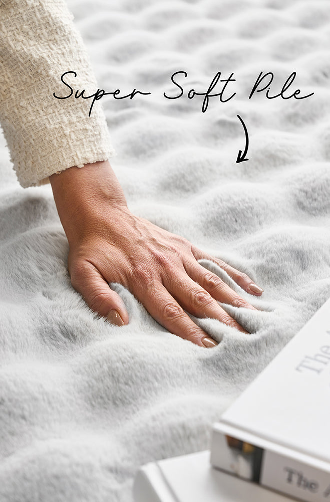 Bubble Silver Round Machine Washable Rug