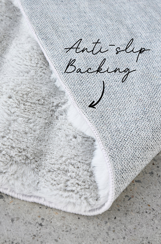 Bubble Silver Round Machine Washable Rug