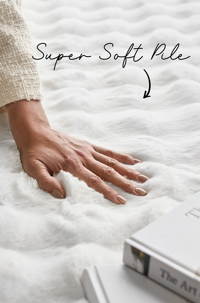 Bubble White Machine Washable Rug