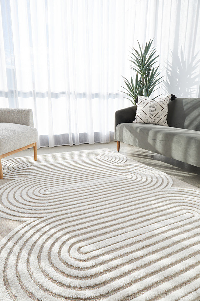 Lotus Carl Beige White Rug