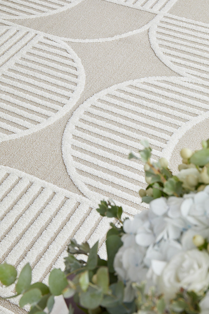 Lotus Leo Beige White Rug