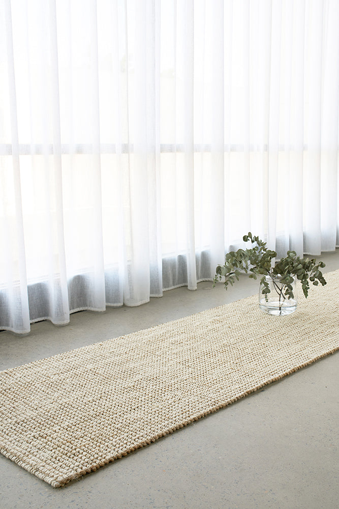 Madras Marlo White Jute Runner Rug