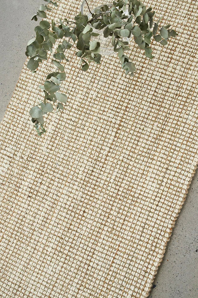 Madras Marlo White Jute Runner Rug