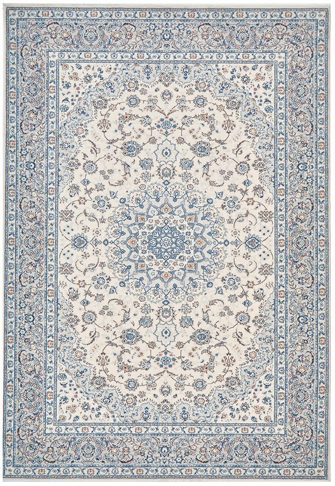 Melody Kashan Ivory Blue Rug