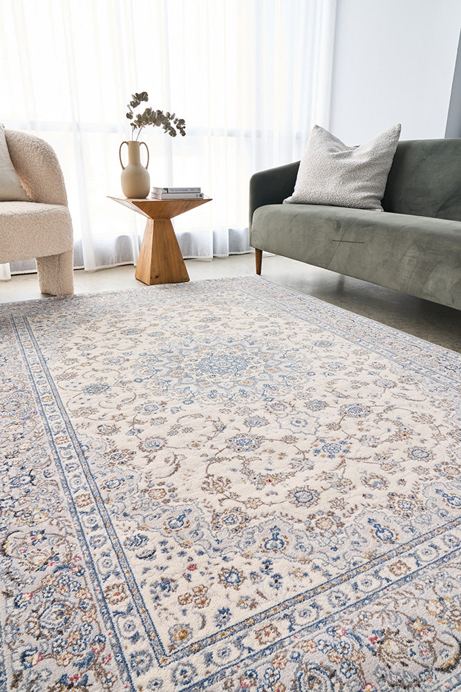 Melody Kashan Ivory Blue Rug