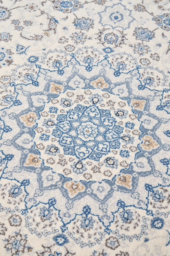 Melody Kashan Ivory Blue Rug