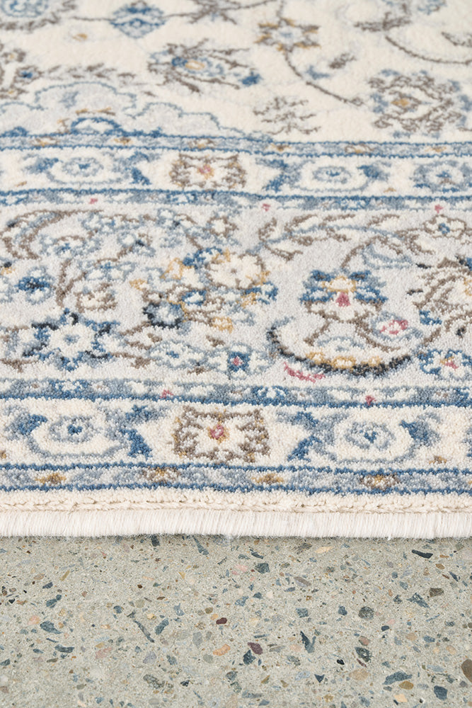 Melody Kashan Ivory Blue Rug