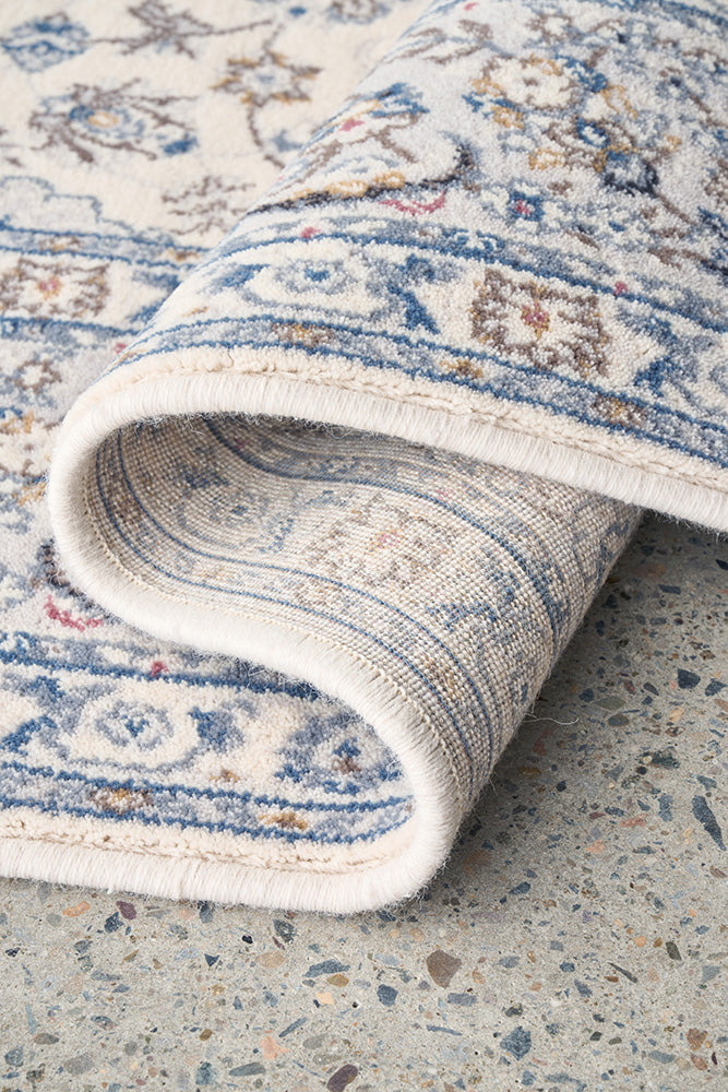 Melody Kashan Ivory Blue Rug