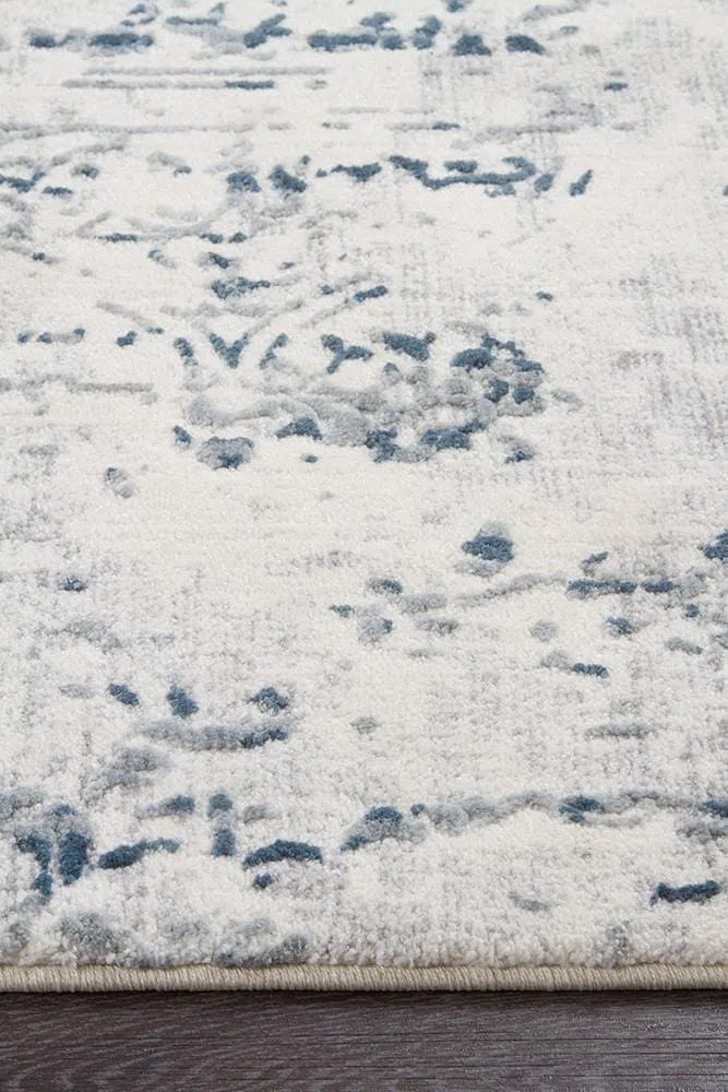 Kendra-Kendra Farah Distressed Contemporary Rug White Blue Grey