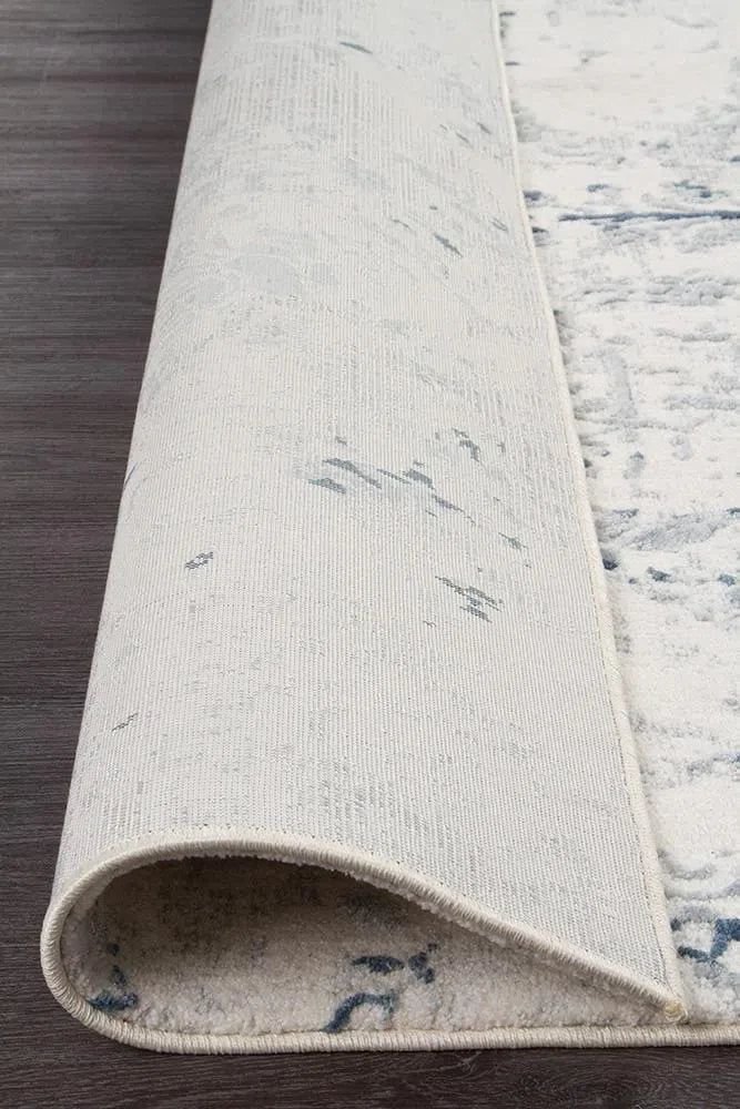 Kendra-Kendra Farah Distressed Contemporary Rug White Blue Grey