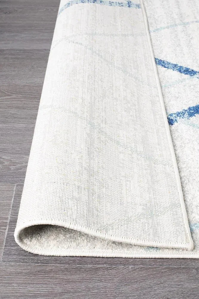 Oasis-Oasis Noah White Blue Contemporary Runner Rug