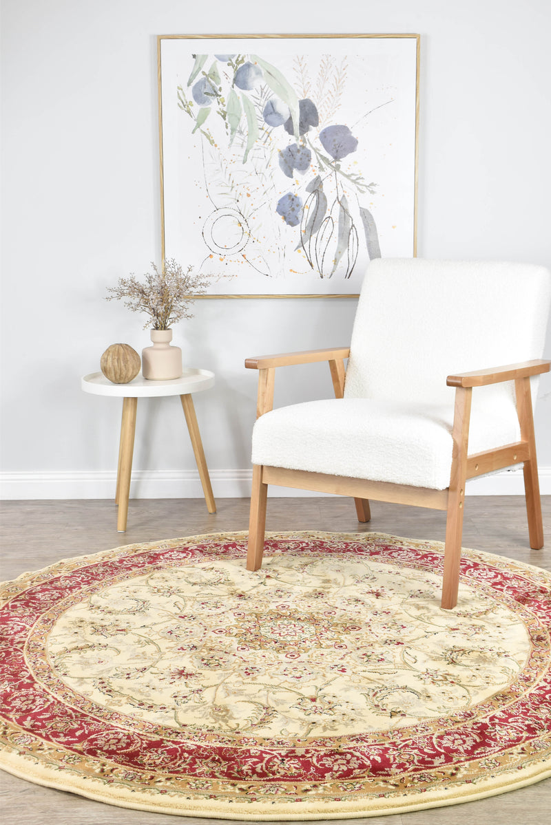 Granada Round 15 Cream Red Traditional super thick Rug