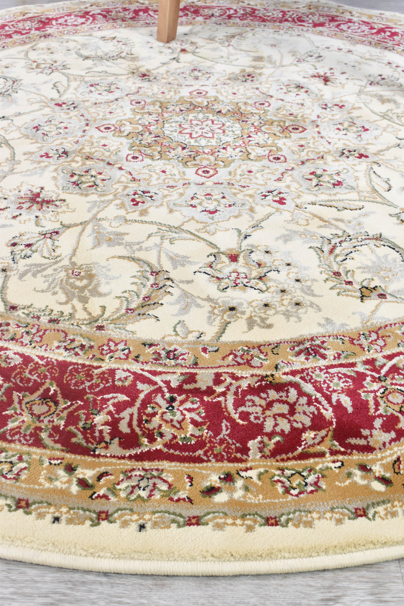 Granada Round 15 Cream Red Traditional super thick Rug