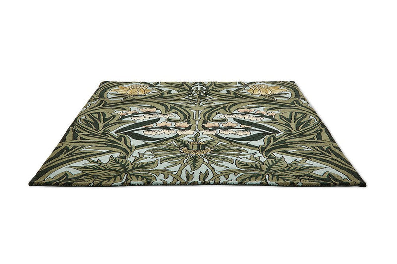 Morris & Co Bluebell Leafy Arbour Green 127607 Rug