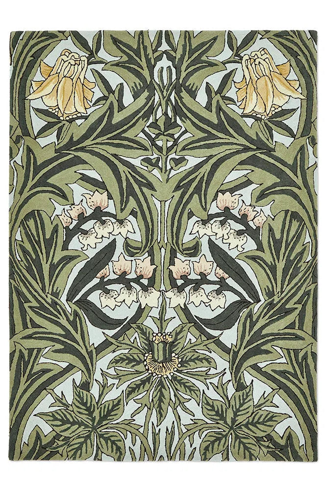 Morris & Co Bluebell Leafy Arbour Green 127607 Rug