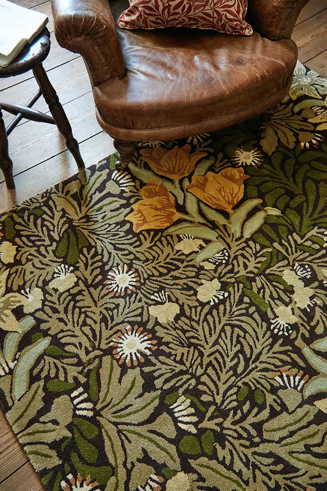 Morris & Co Bower Twining Vine Green 128207 Rug