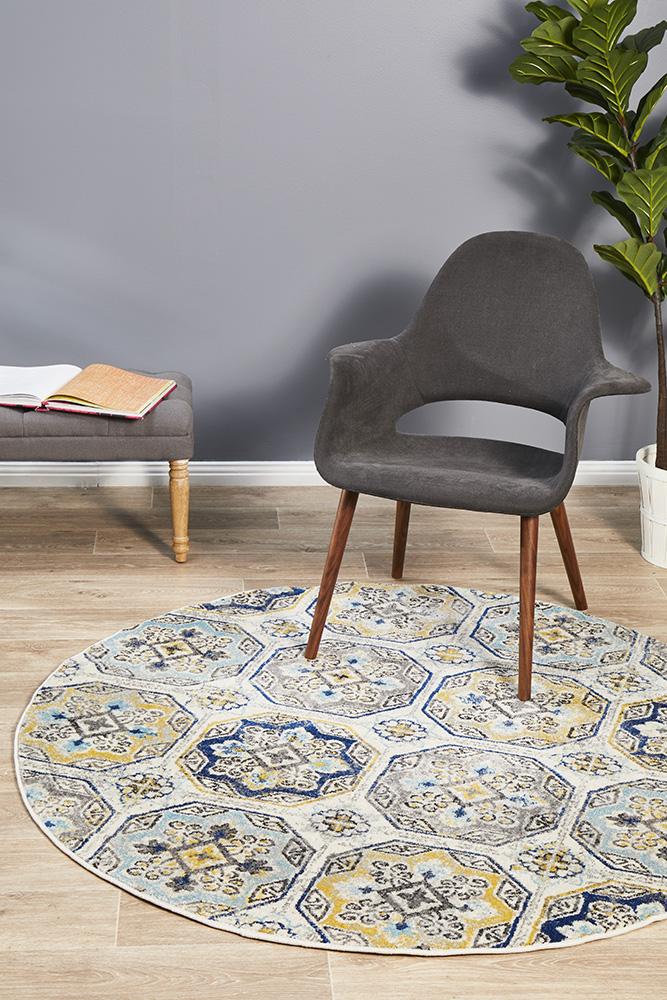 Babylon 204 Blue  Round Rug