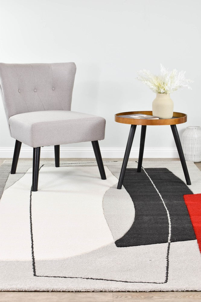 Aria Grey Red Abstract Rug