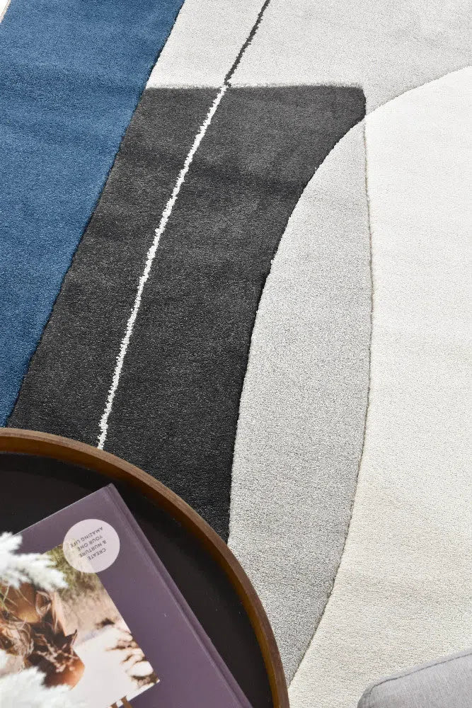 Aria Grey Blue Abstract Rug