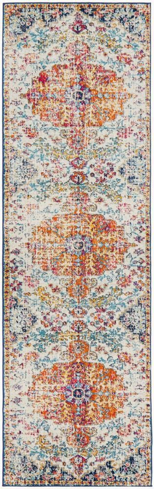 Evoke Carnival White Transitional Runner Rug