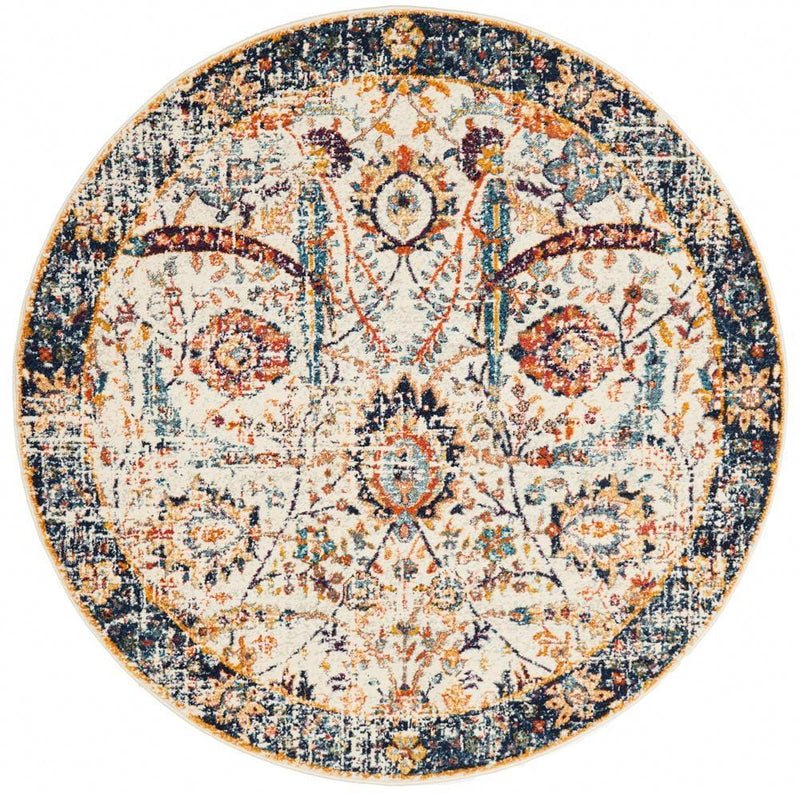 Evoke Peacock Ivory Transitional Round Rug