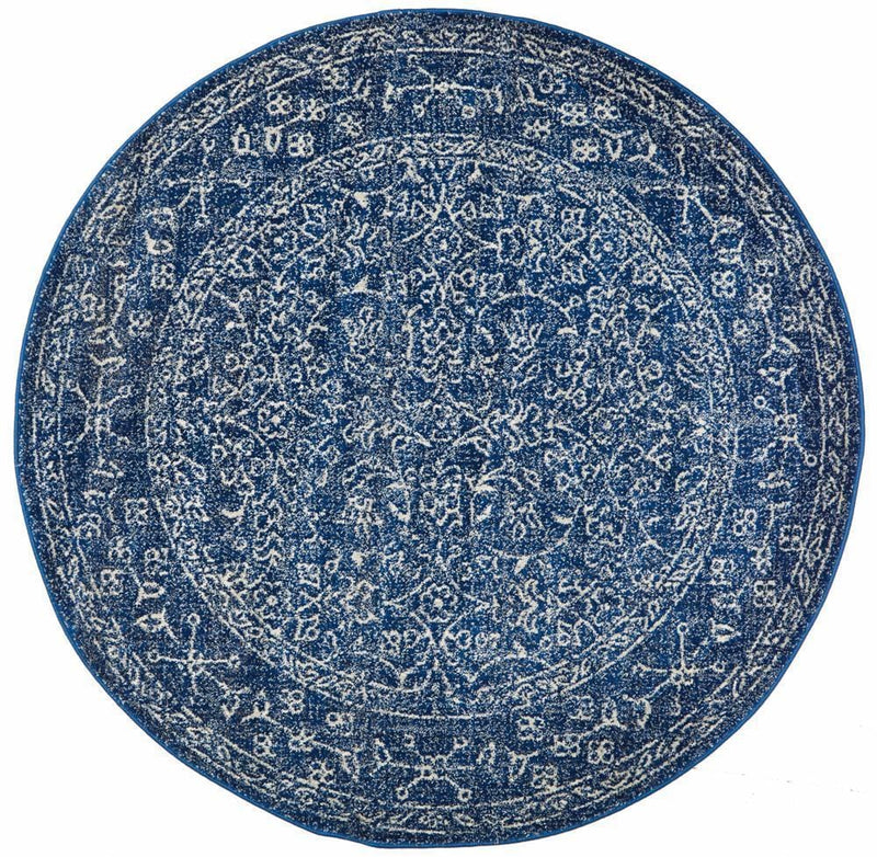 Evoke Artist Navy Transitional Round Rug