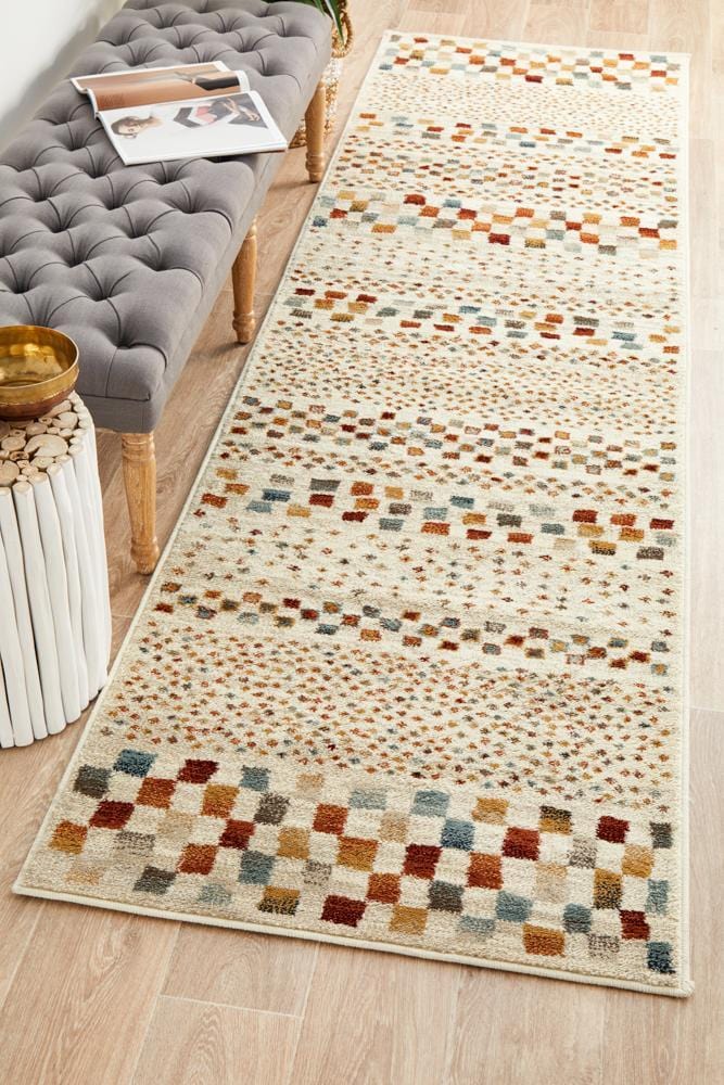 Oxford Mayfair Squares Bone Runner Rug