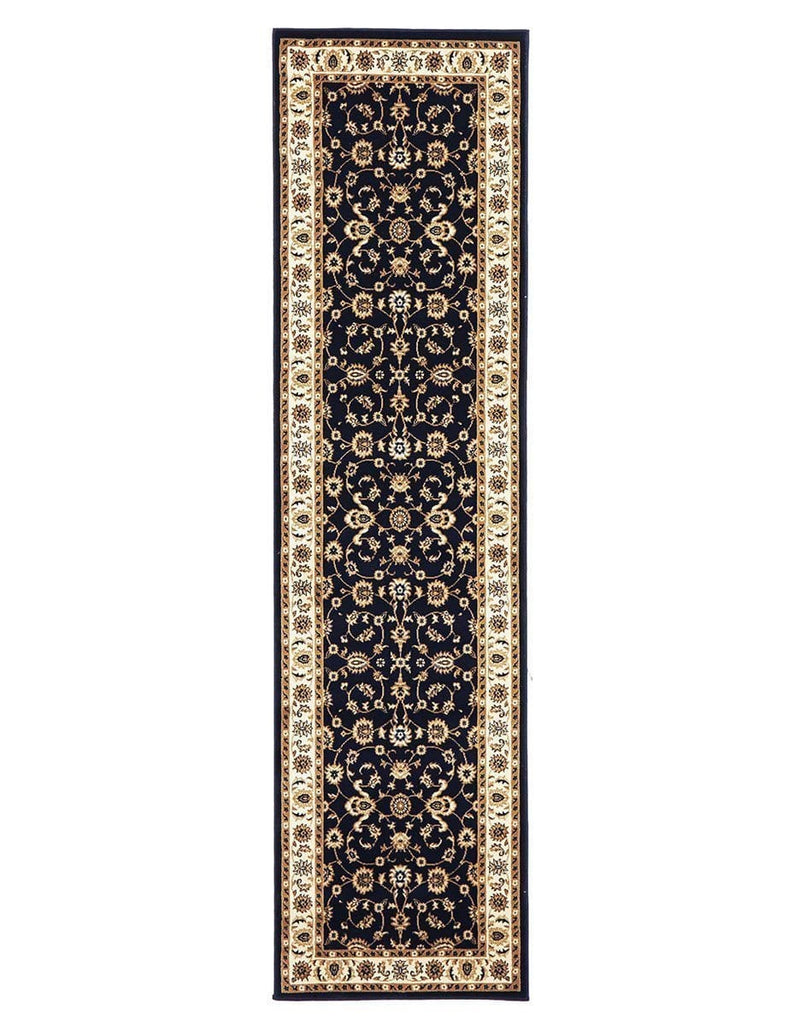 Sydney Collection Classic Rug Blue With Ivory Border