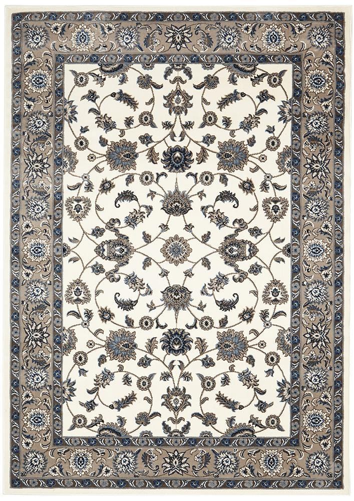 Sydney Collection Classic Rug White With Beige Border