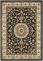 Sydney Collection Medallion Rug Black With Ivory Border