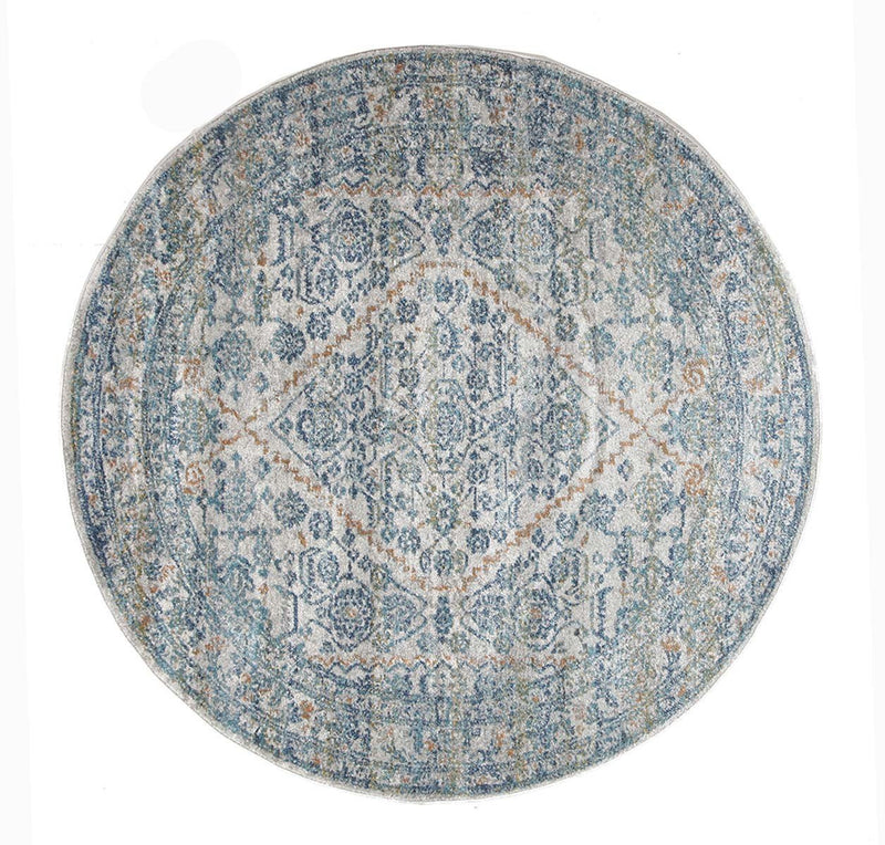 Evo-Duality Silver Transitional Round Rug-RUG HOME