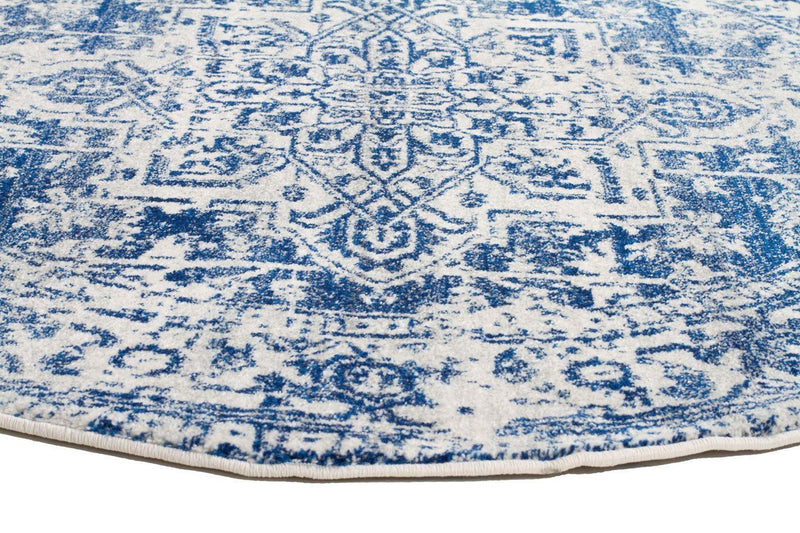 Evo-Horizon White Navy Transitional Round Rug-RUG HOME