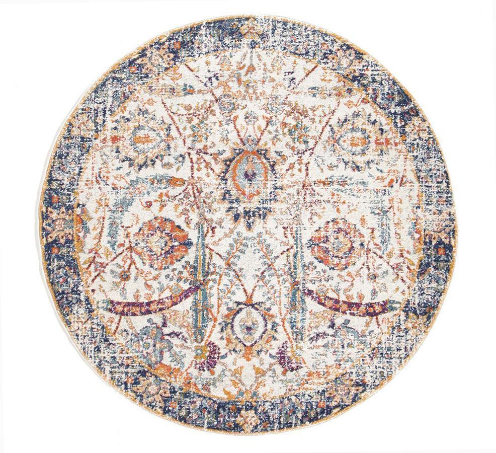 Evo-Peacock Ivory Transitional Round Rug-RUG HOME